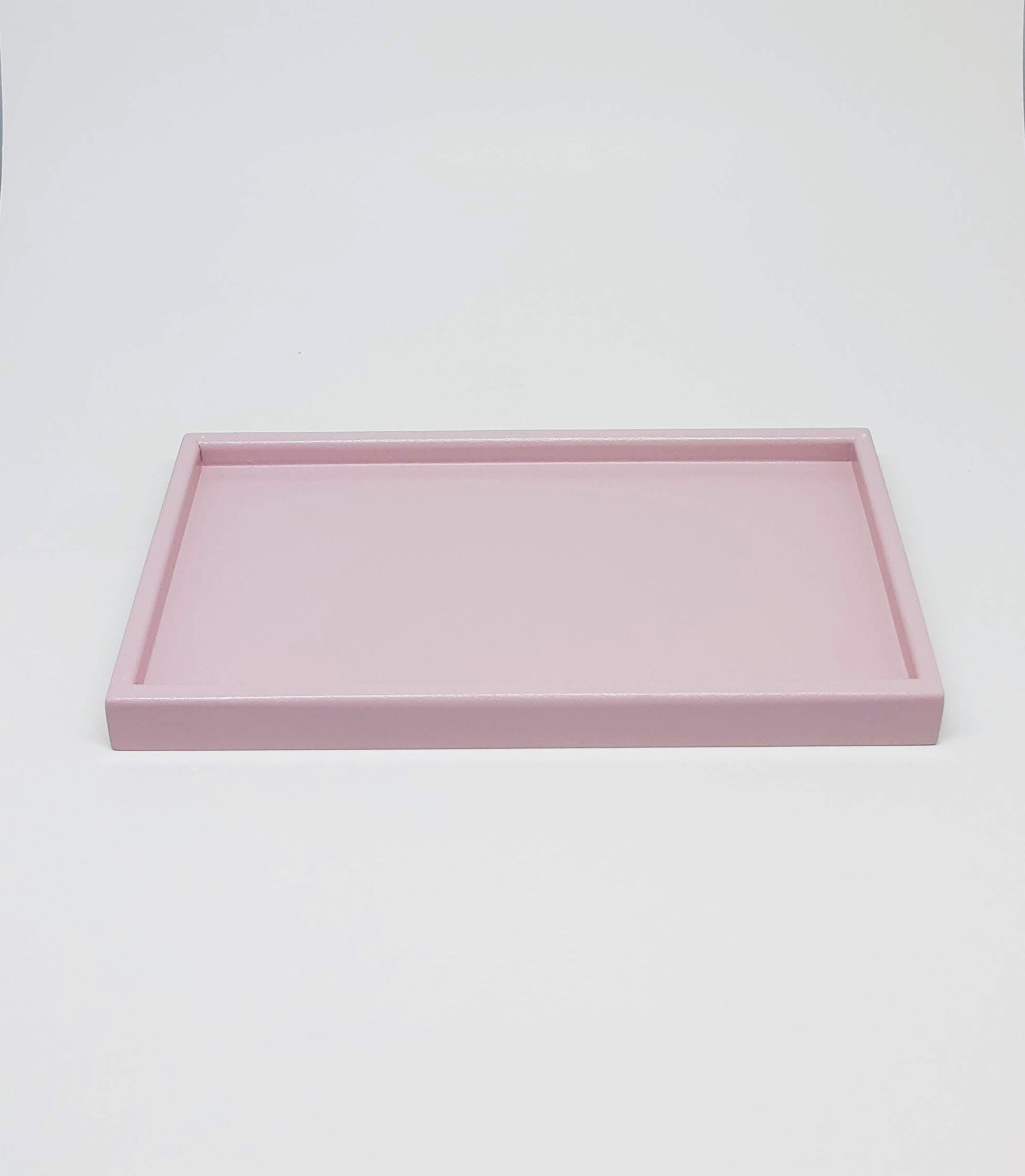 Bandeja retangular laqueada rosa chá