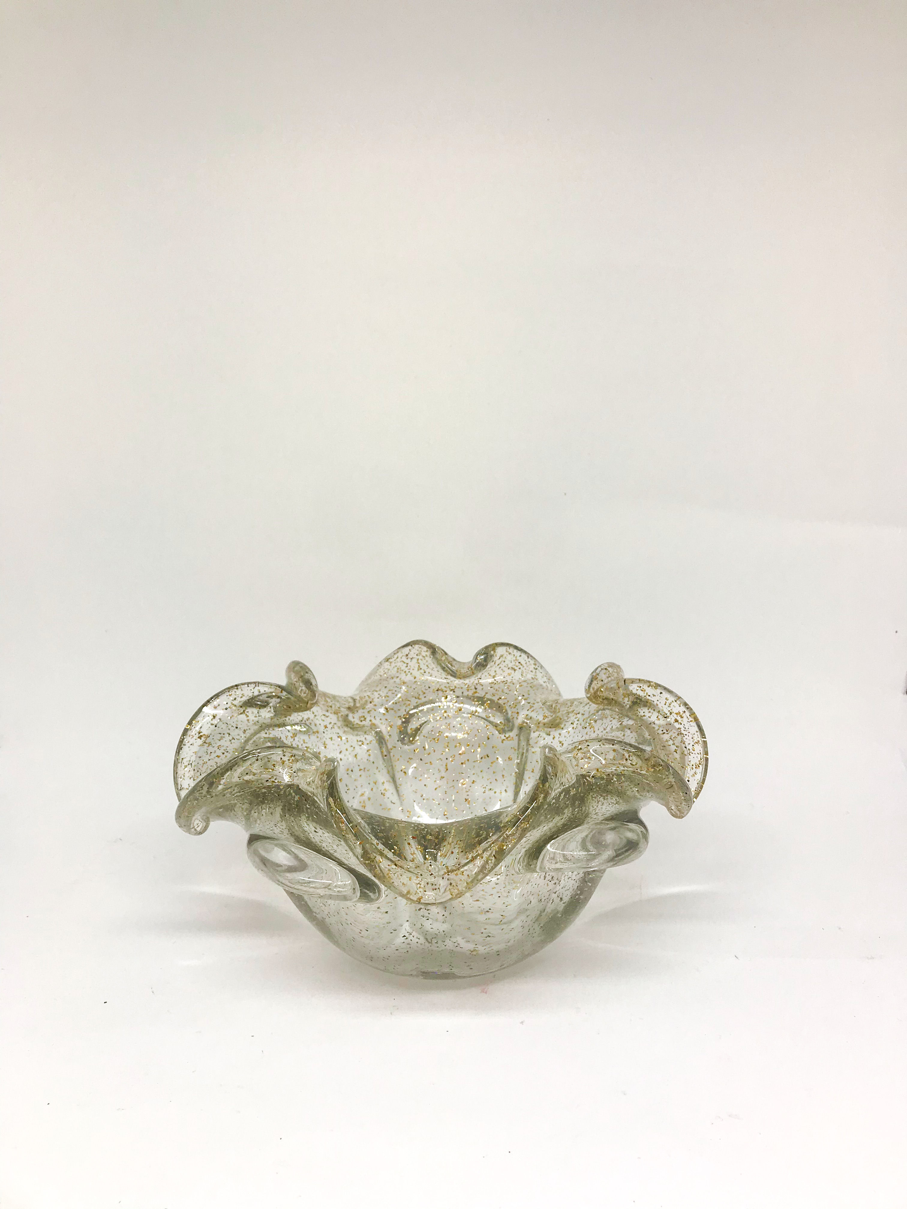 Bowl Murano transparente e dourado