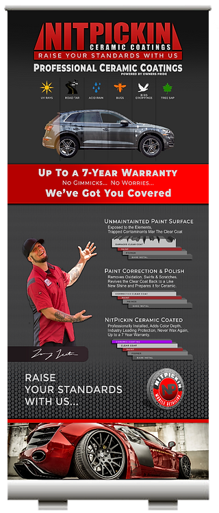 7 foot vinyl banner for car detailing marketing and branding.