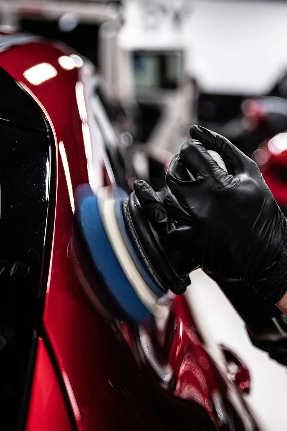 Electric machine polisher paint correction car detailing service