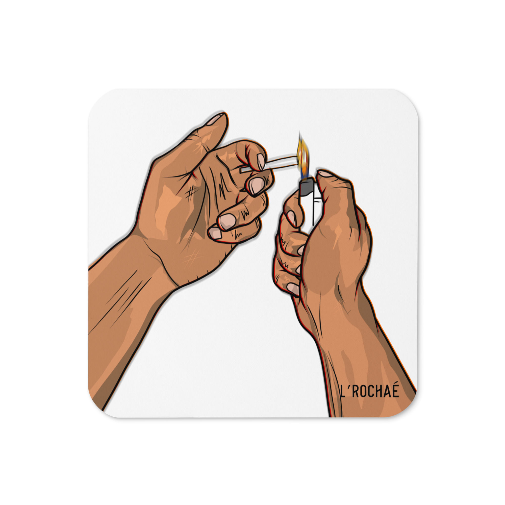 Smoker - Cork-back Coaster - 1 x Cork-back Coaster - Art By L’Rochaé