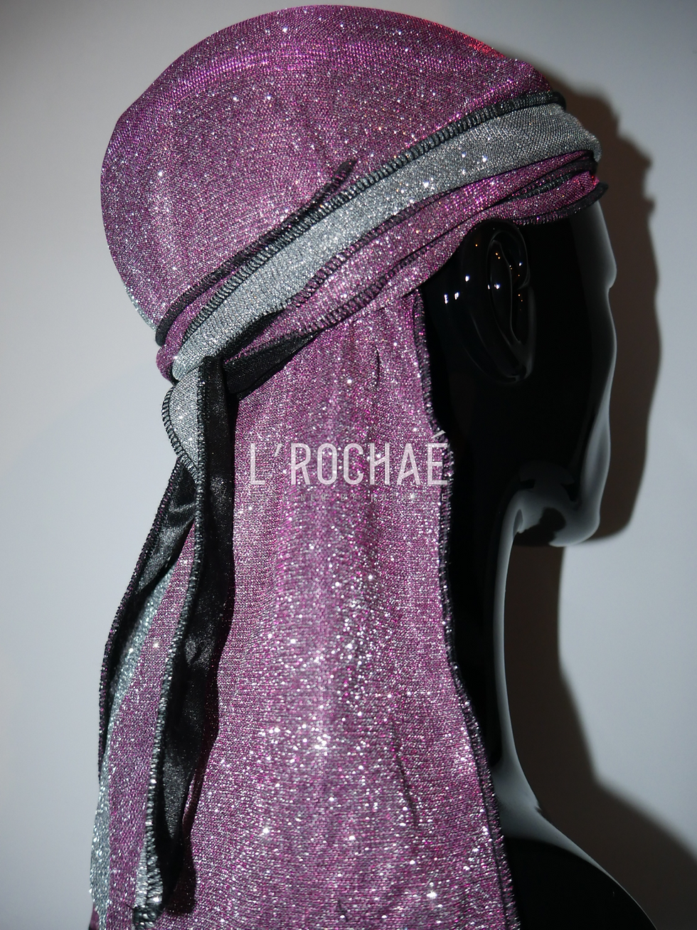 Thumbnail: 50/50 Silver & Pink Sparkly Glitter Durag
