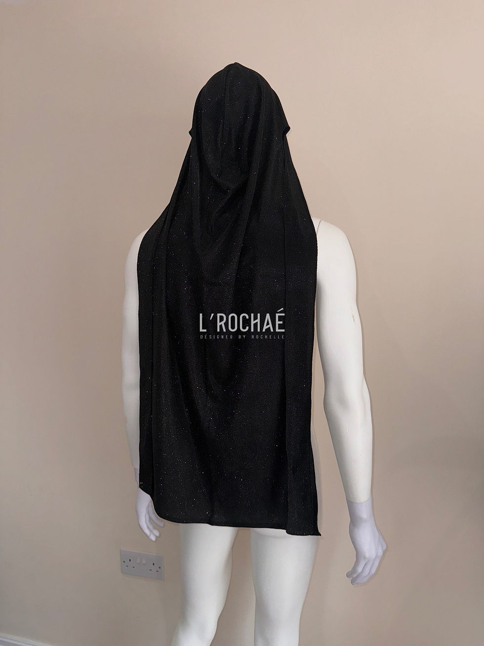 Thumbnail: LONGLINE Black Onyx - Black Sparkly Glitter Luxury Long Durag L’Rochaé