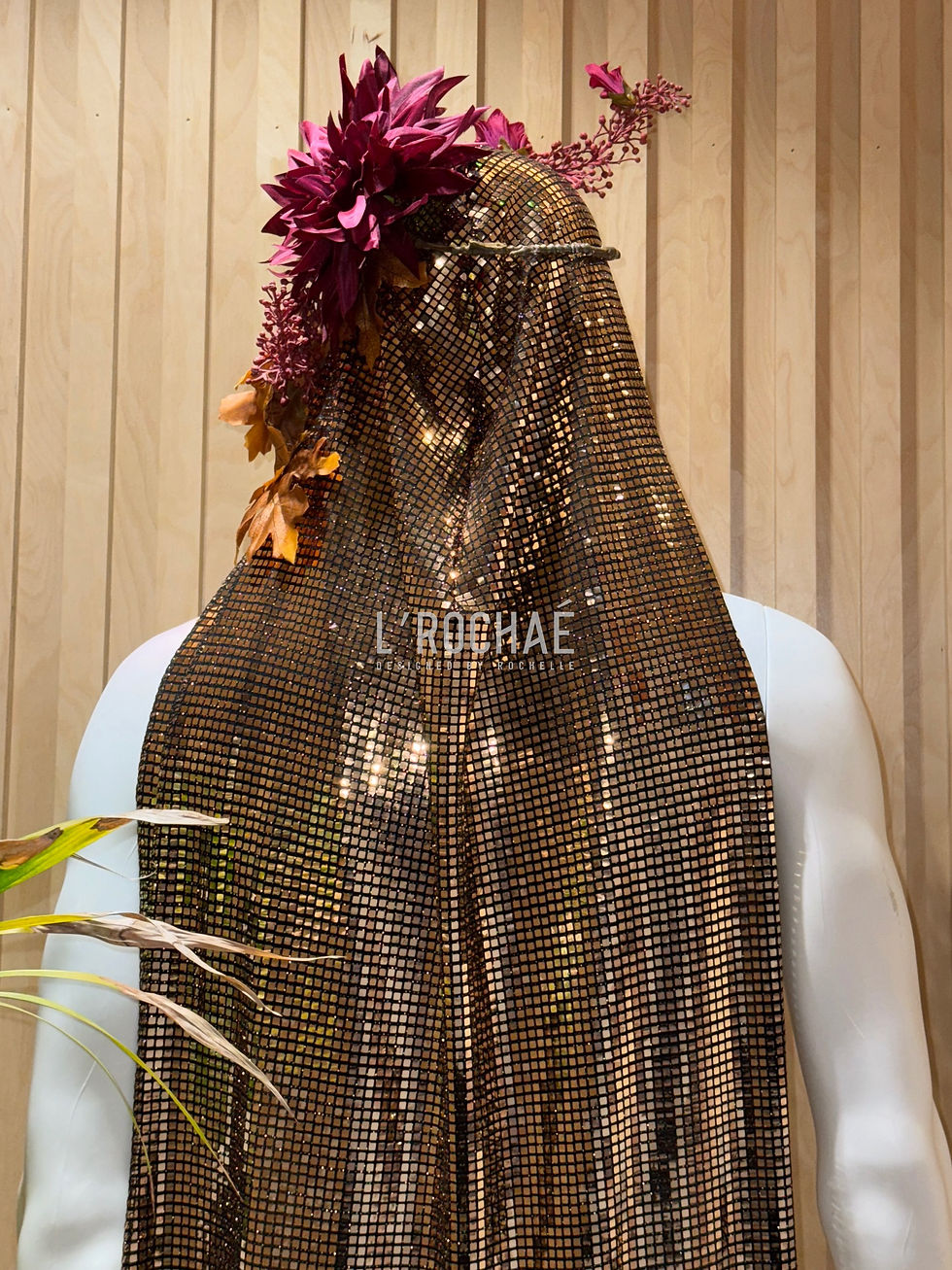 Thumbnail: Autumn Gold - 250cm Custom Fashion Gold 3D Durag & Halo - Handmade by L’Rochaé