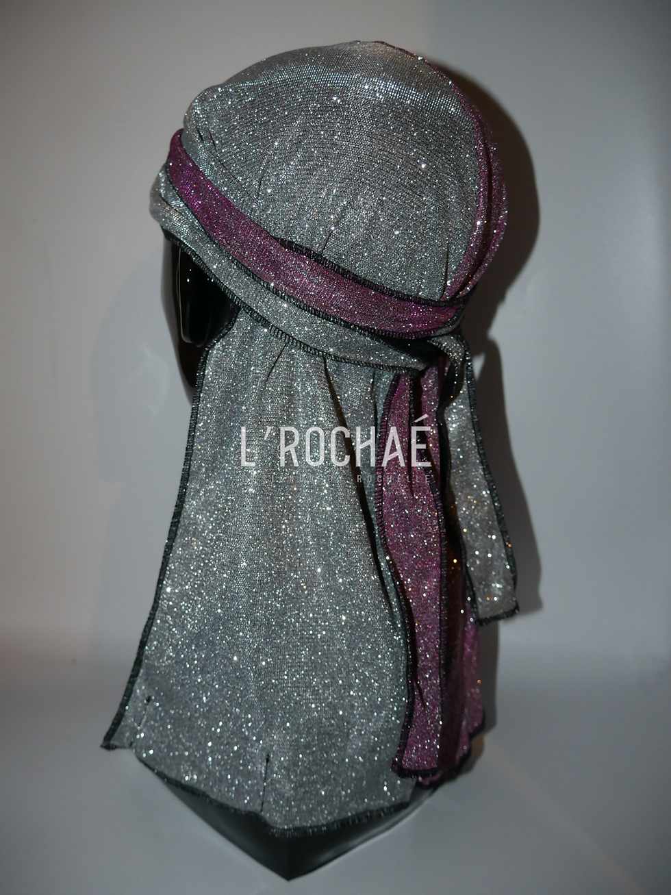 Thumbnail: 50/50 Silver & Pink Sparkly Glitter Durag