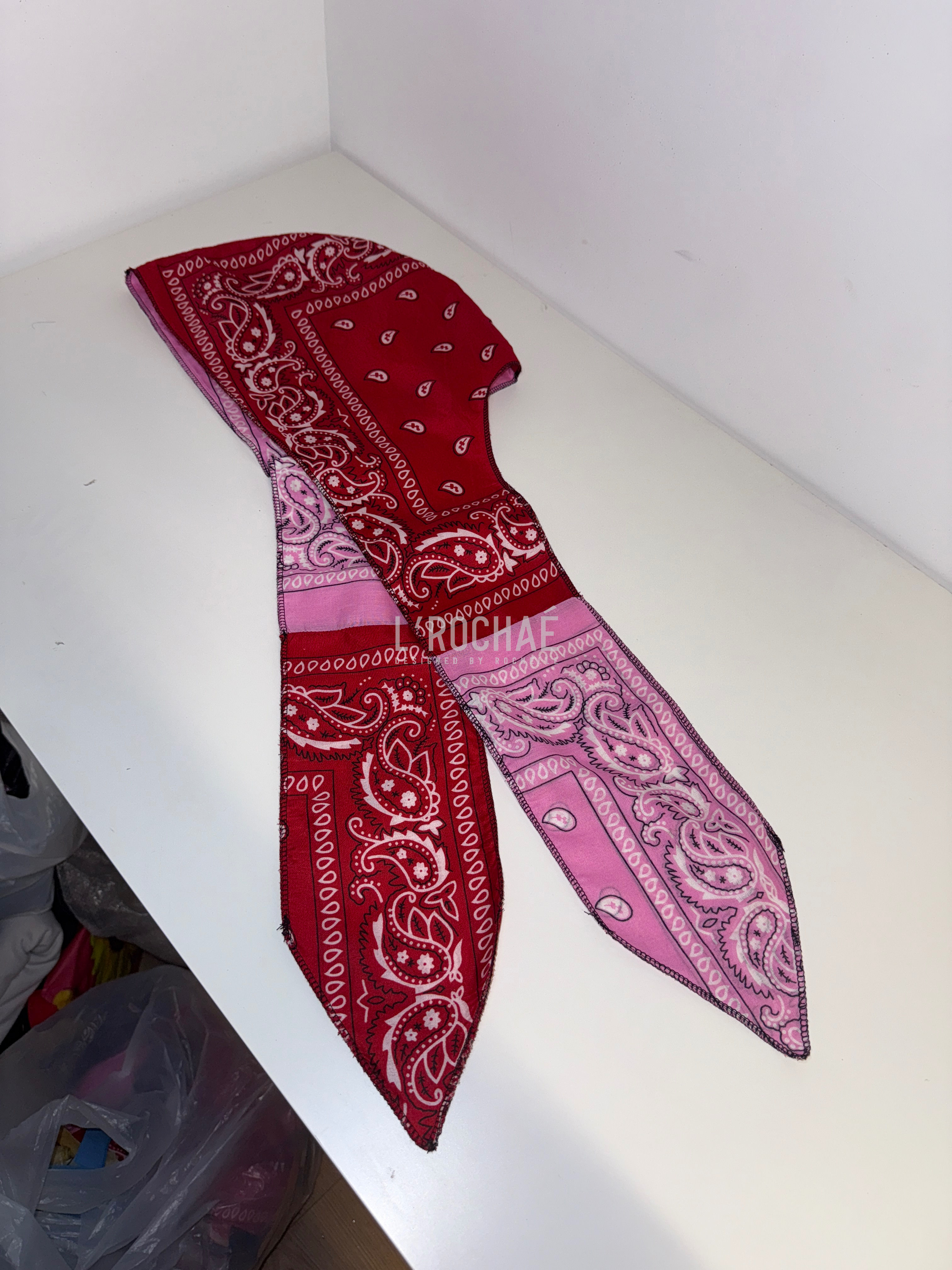 Red/Pink Bandana Reversible 50/50 Non-Stretch Scar-ag - Handmade - L’Rochaé