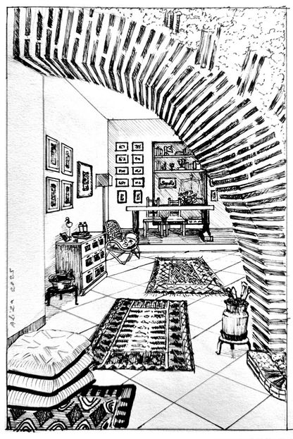 ink drawing, Just like home