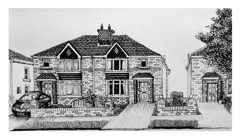 ink drawing, Just like home