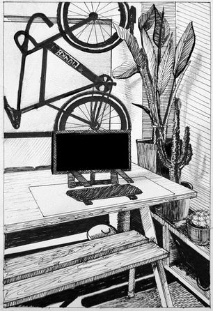 ink drawing, Just like home
