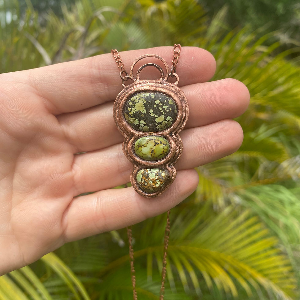Thumbnail: Triple Stacked Tibetan Turquoise Amulet