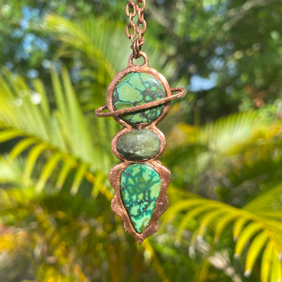 Tibetan Turquoise and Tourmaline Planet Totem