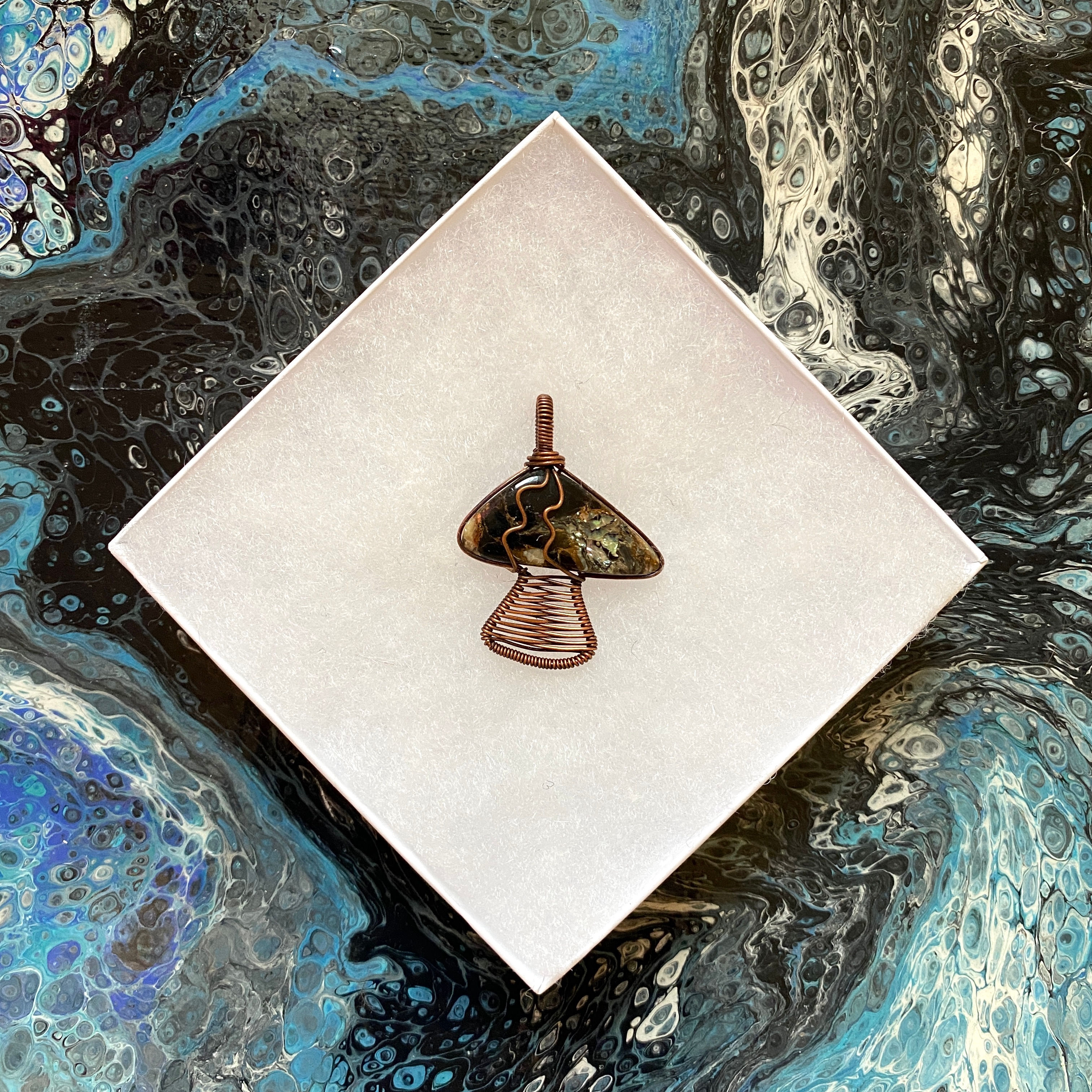 Obsidian Abalone Shell Copper Mohave Turquoise