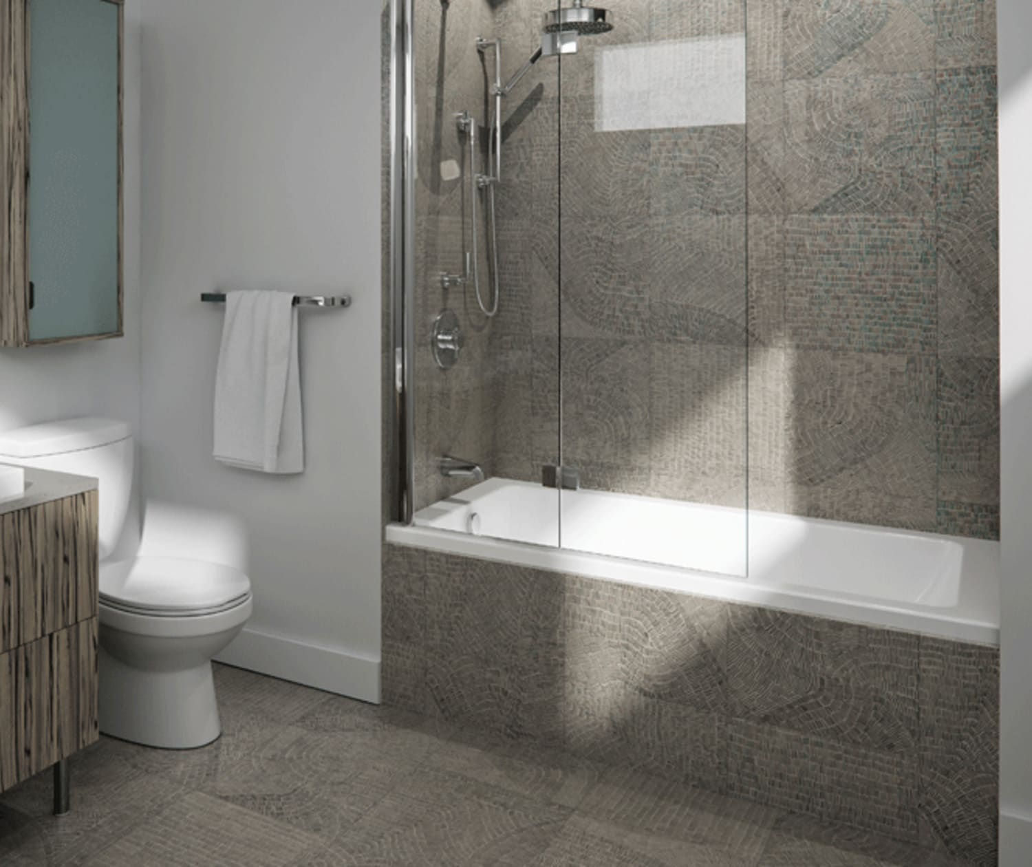 PN- Herencia 42 x 59 in. 6 mm Pivot Tub Shield for Alcove Install- Clear Glass