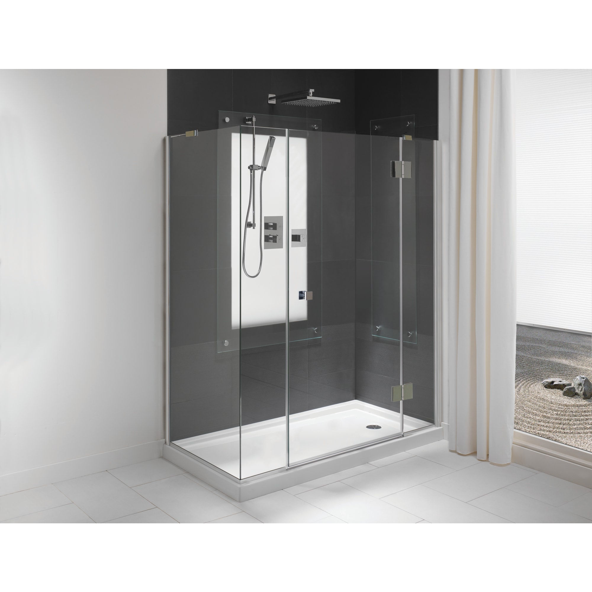 PN- Zen 6032 Acrylic Corner Shower Base in White with Right Drainv