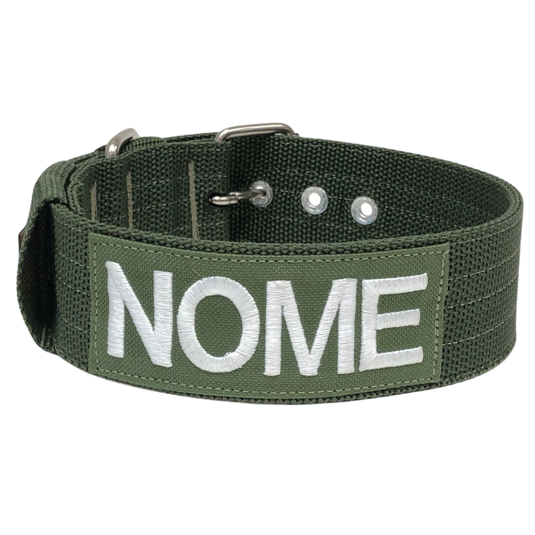 Coleira Verde Militar - Personalizada