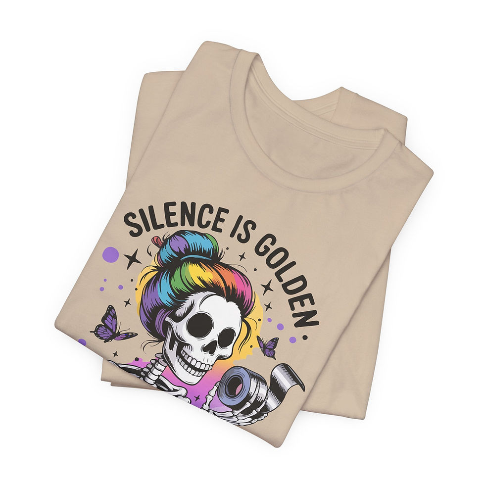 Thumbnail: Silence is Golden, Duct tape is Silver Colorful Skull Graphic T-Shirt
