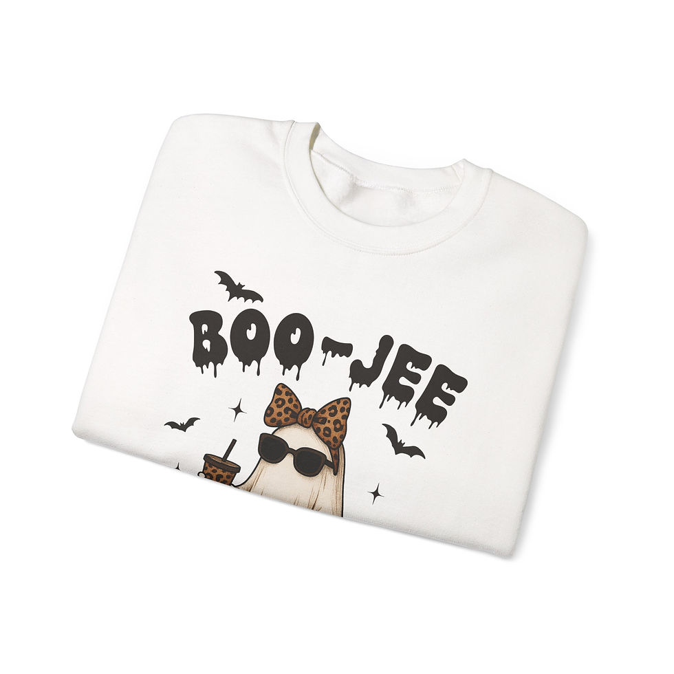Thumbnail: Boo-Jee Ghost Crewneck Sweatshirt, Cute Halloween Apparel, Fall Fashion