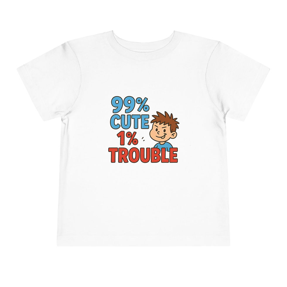 99% Cute 1% Trouble Toddler Tee - Fun and Playful Short Sleeve Shirt for Kids