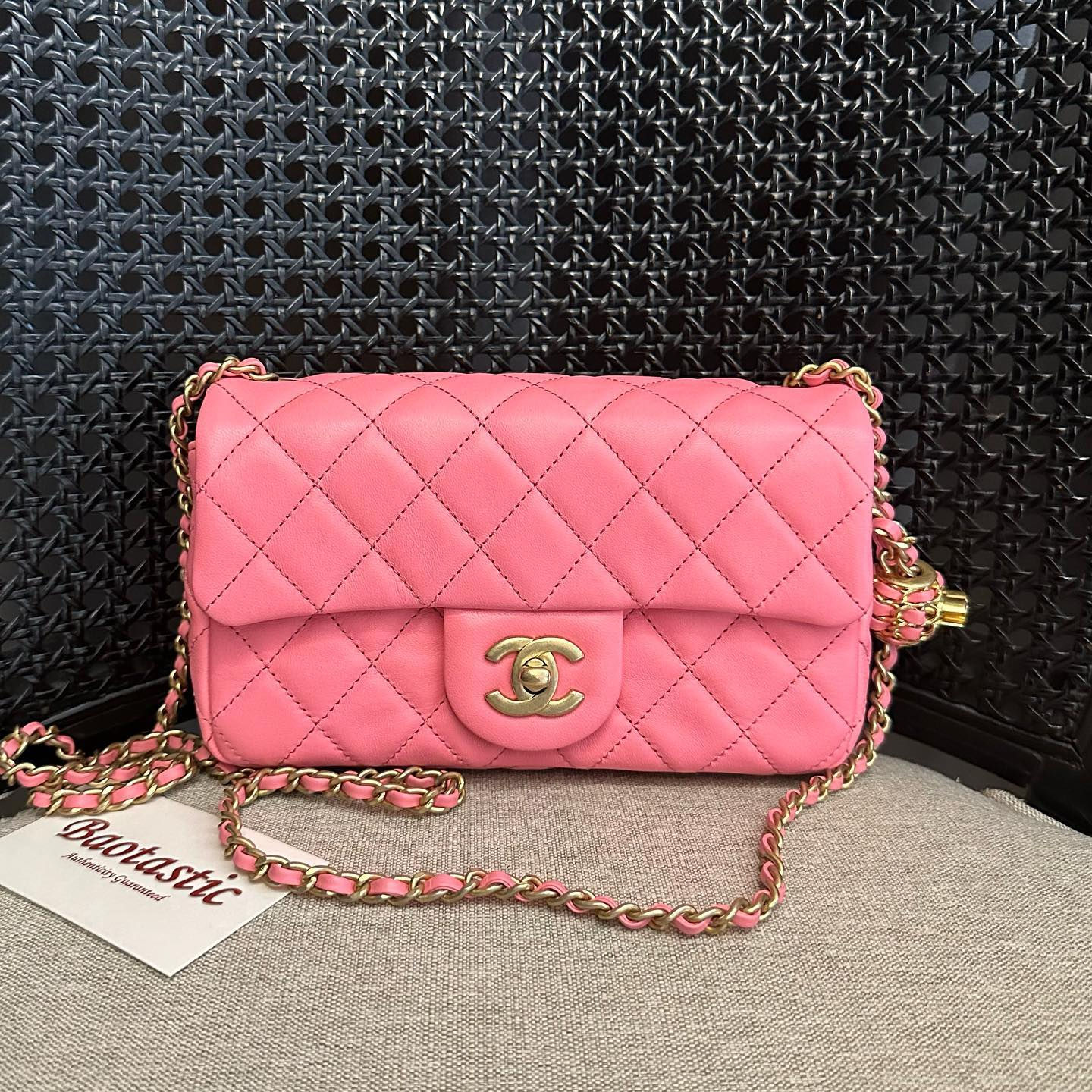 Chanel Coco Crush Mini Flap Rectangular Pink Lambskin in GHW
