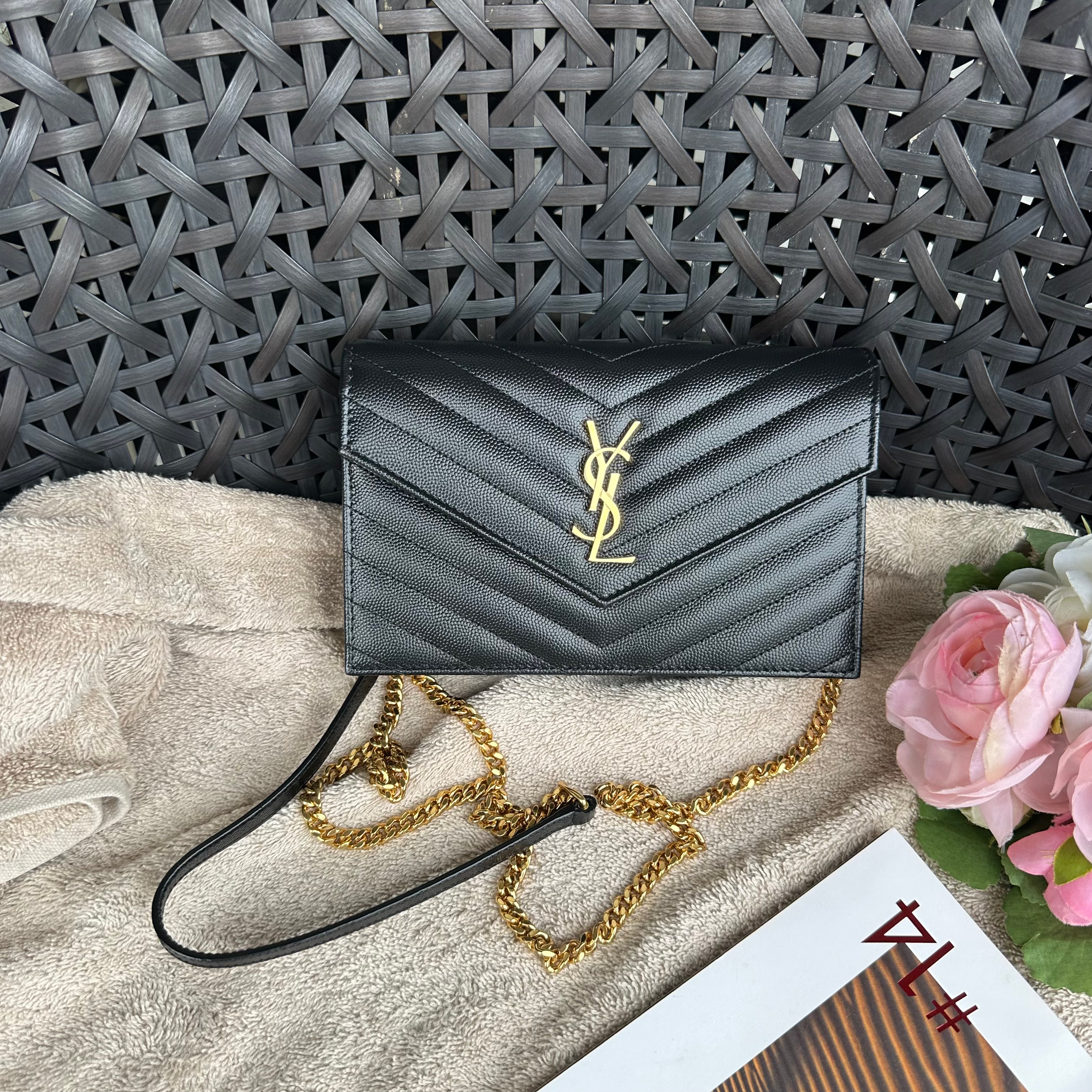 Saint Laurent YSL Envelope Chain Wallet