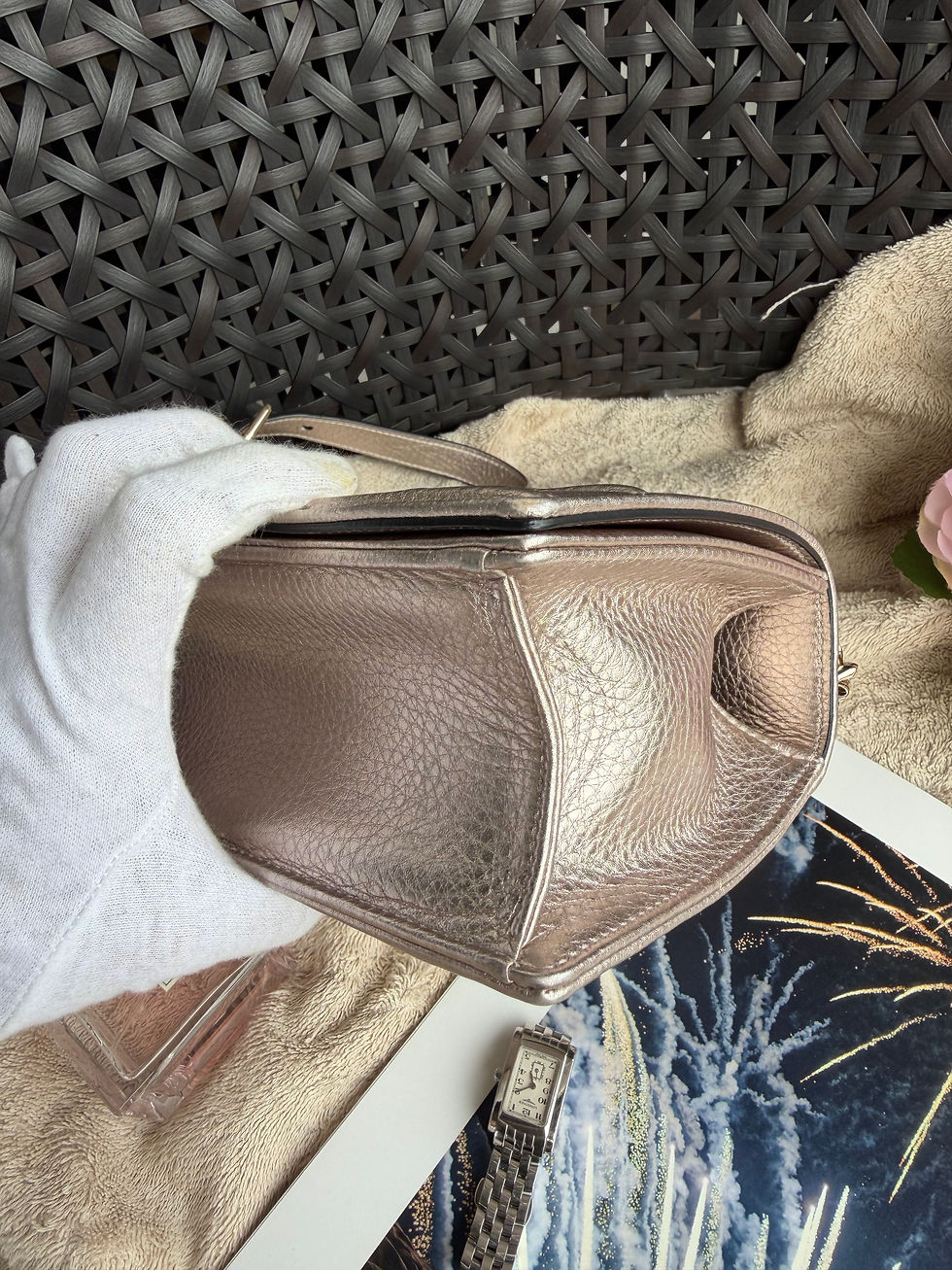 Thumbnail: Christian Dior Diorama Small Bronze Metallic Calfskin