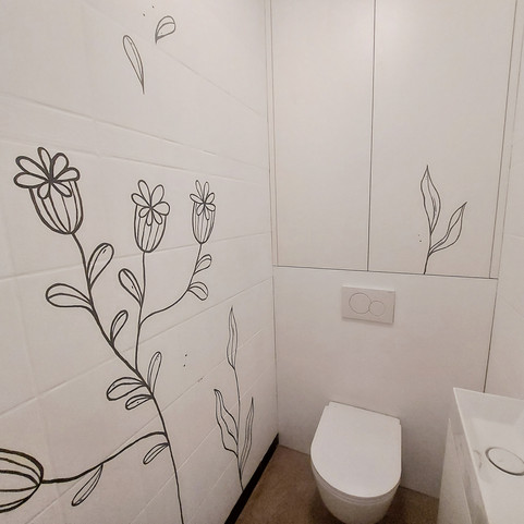 Black & White Floral Mural by SJ Design