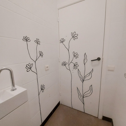 Black & White Floral Mural by SJ Design