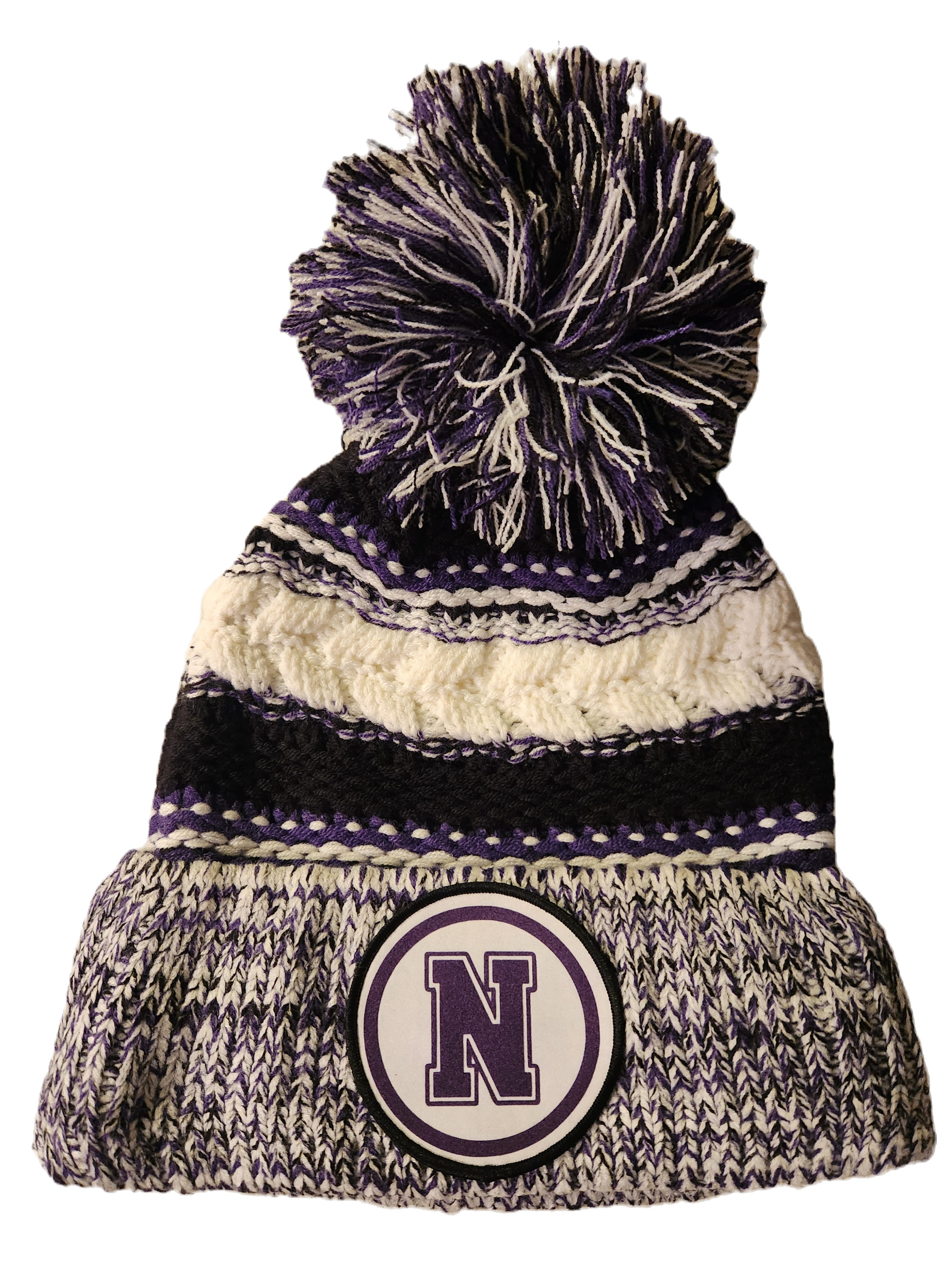 Chunky Striped Pom Stocking Cap