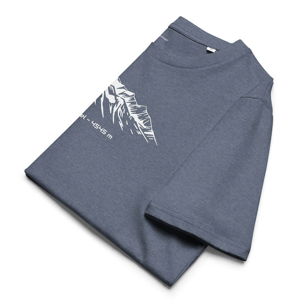 Miniaturbild: Bio Baumwolle T-Shirt in grey, Wallis Mischabel Berg in weiss, gefaltet