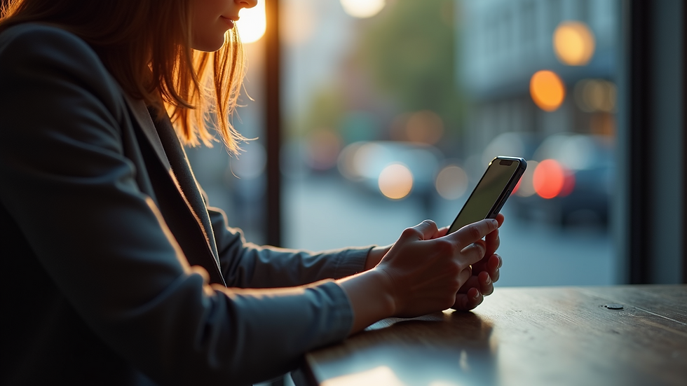 Eye-level view of a person engaging with customers on social media