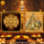 Close up detail of Krishna Maha Meru 3D Chakra and engraved copper Yantra for academic success and memory.