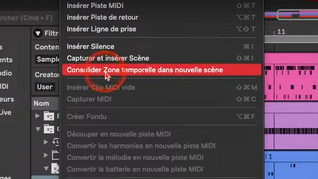 Passer l'arrangement en écran Session (dans une scène)