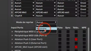 Préférences Midi et "Mode de reprise"