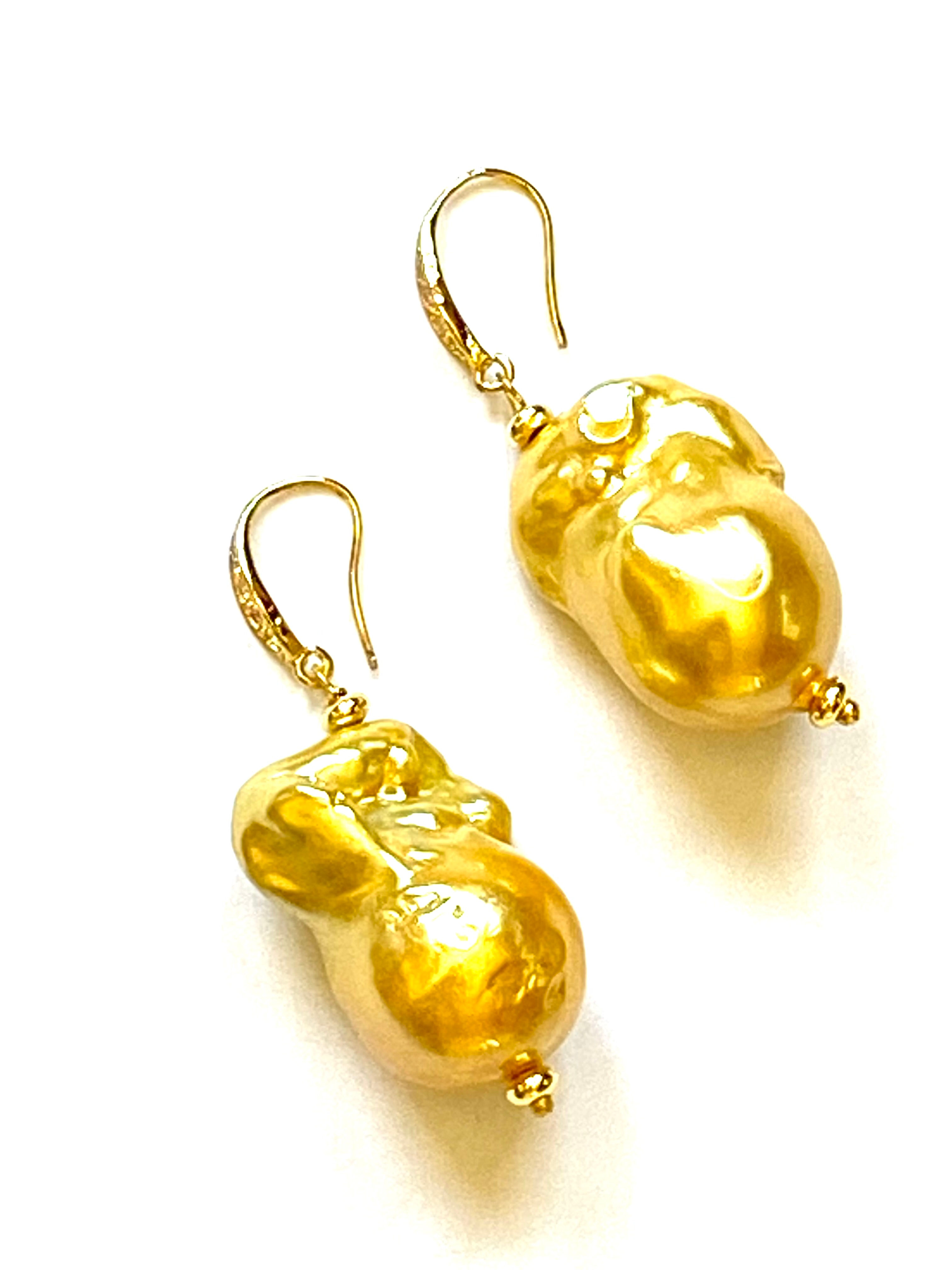 Gorgeous Baroque pearl earrings with crystal accents