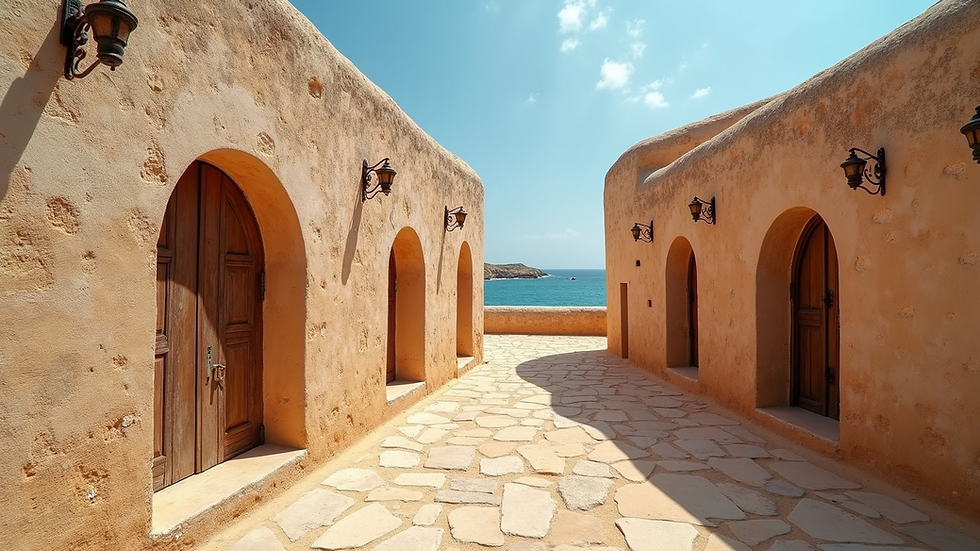 High angle view of coral stone Swahili architecture in Lamu