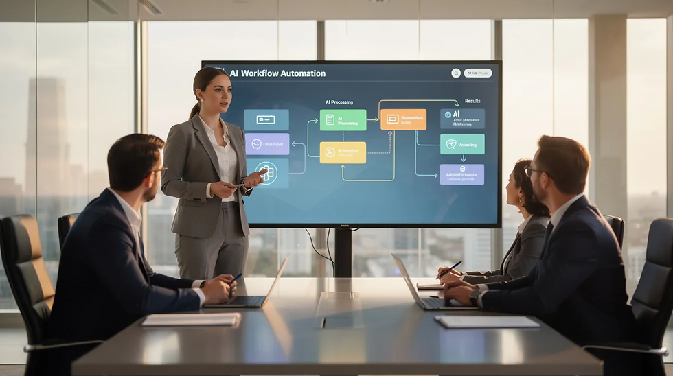 The marketing manager briefed the team on how the AI Automation of repetitive tasks would increase efficiency and save on resources.