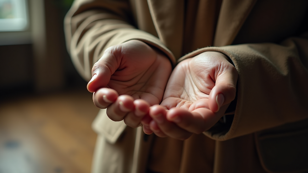 Close-up view of a palm being examined for palmistry