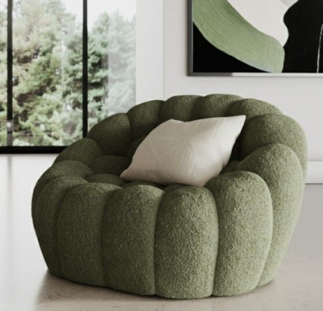 Thumbnail: Green fabric curved sofa set