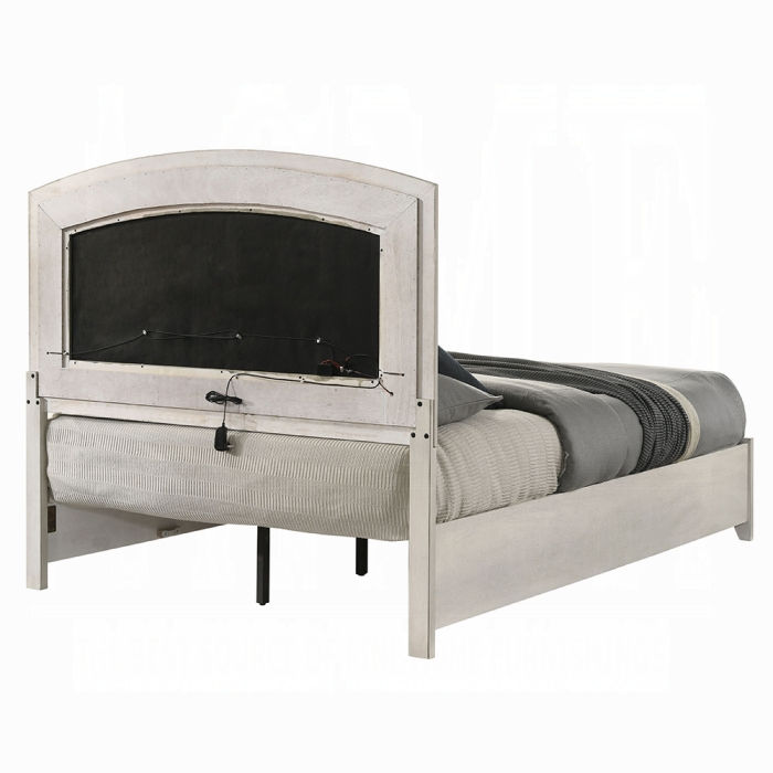 Thumbnail: White bed w/storage & led