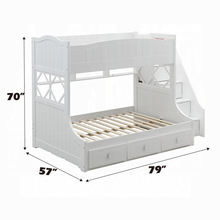 Thumbnail: White Bed Twin/Full Bunk 