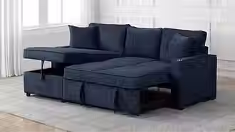 Thumbnail: Green 2 pcs pull out bed sectional - same day delivery