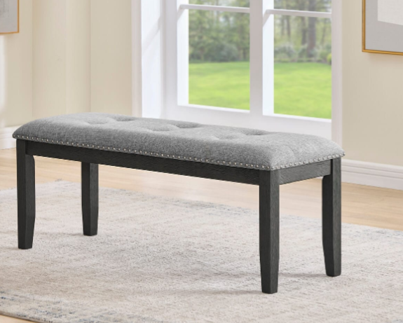 Thumbnail: 6 Piece dining set in black wood with light gray