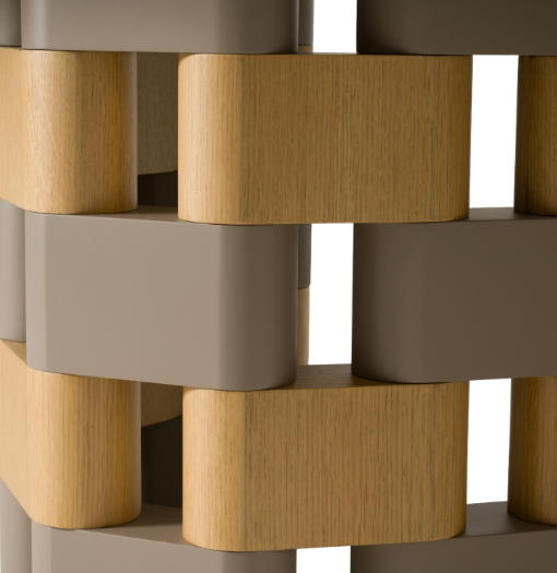 Thumbnail: 6 Piece dining set made of ceramic, wood, and brass in beige color