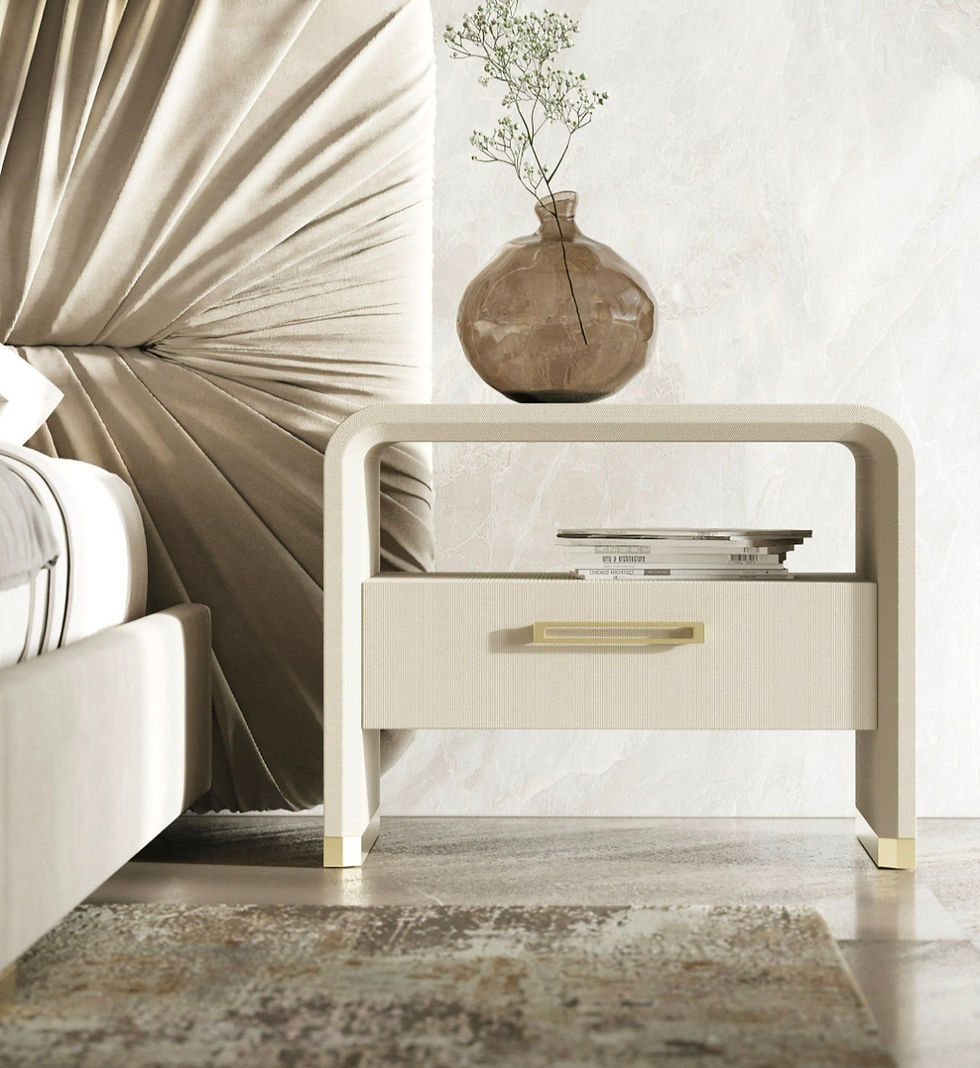 Thumbnail: 5 Piece beige velvet bedroom set