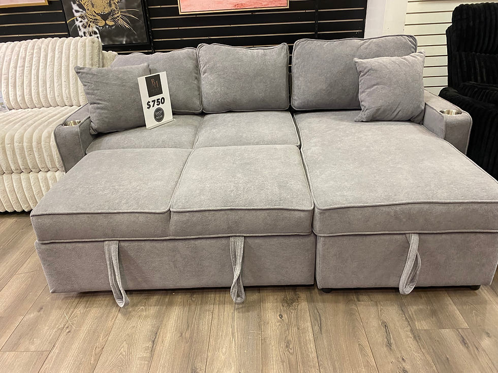 Thumbnail: Ligh grey pull out sectional same day delivery 