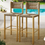 Thumbnail: Set of 2 rattan and aluminum bar stools for outdoor patio in oak