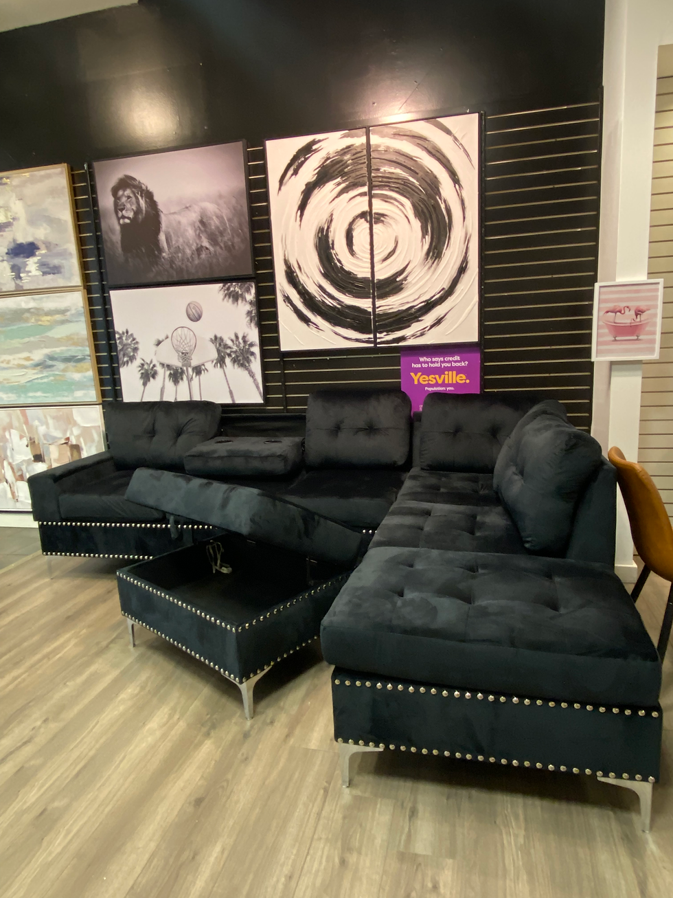 Thumbnail: Black 3pcs Sectional - seme day delivery