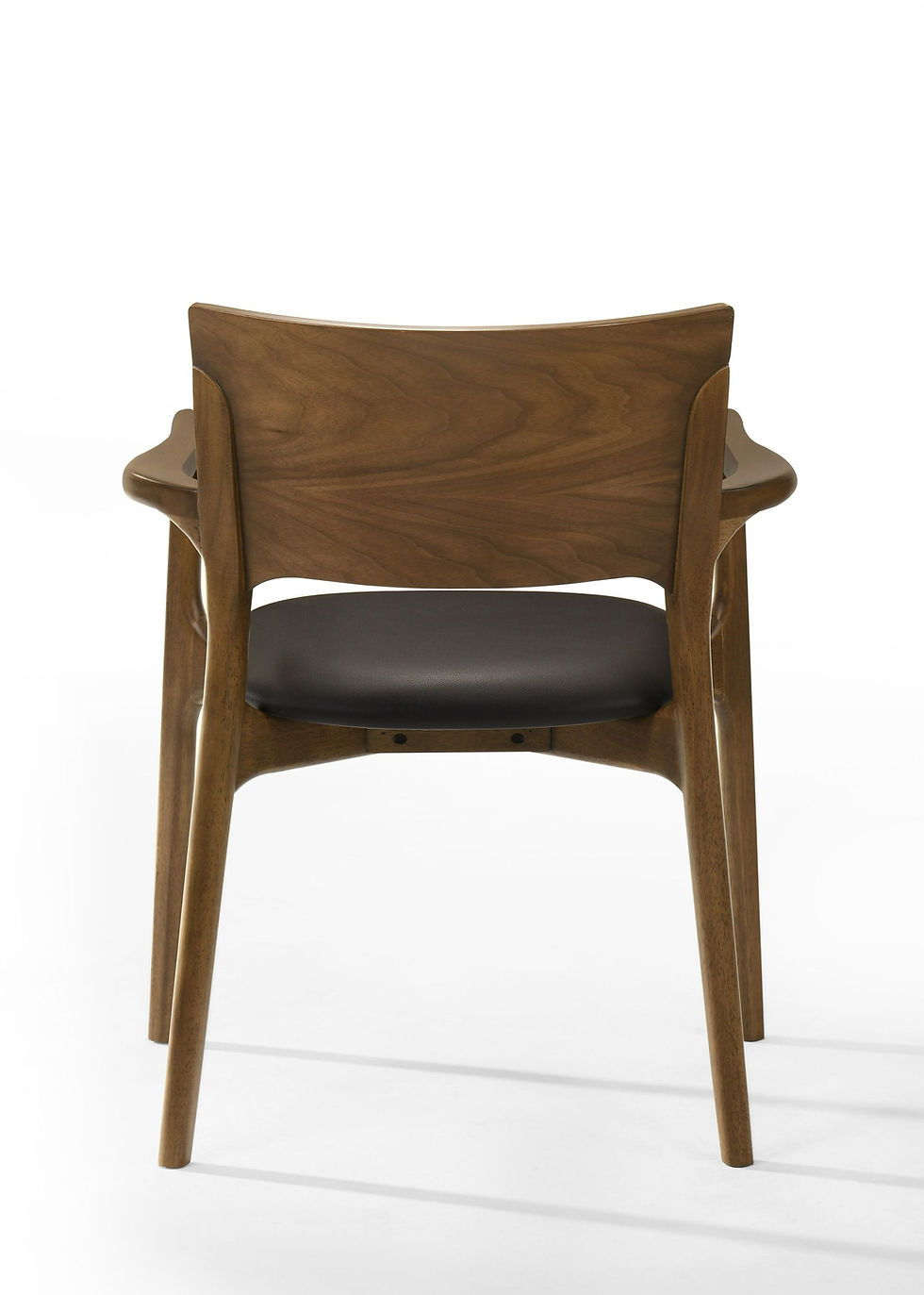 Thumbnail: Mid-Century Modern Brown Leatherette + Walnut Dining Set