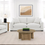 Thumbnail: 3 Piece sofa set upholstered with straight arms in white.
