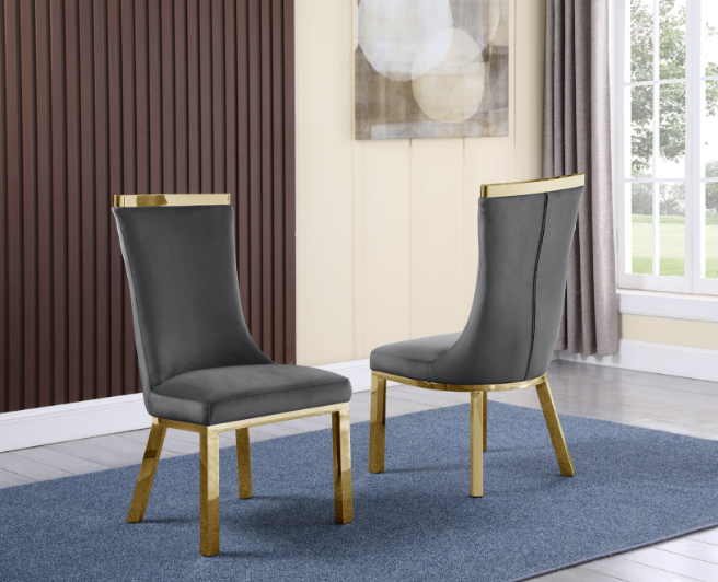 Thumbnail: 9 Piece dining set in black with gold
